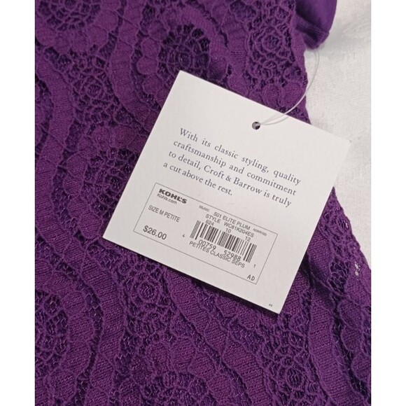 CROFT & BARROW ELITE PLUM LAYERED WOMENS CAP SLEEVE BLOUSE SZ PM - Picture 6 of 8